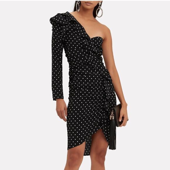 NWT Veronica Beard Leona Dress Black/Red
Polka Dot One Shoulder Ruffle Size 2 - Picture 5 of 16